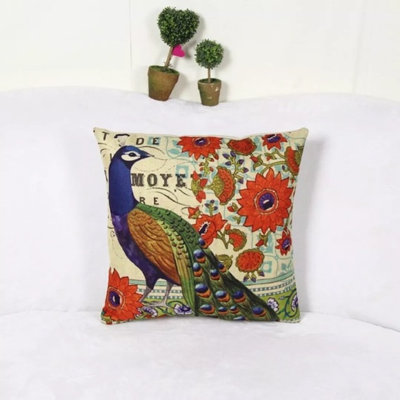 Other - Colorful Peacock Floral Pillow Cover S2